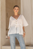 Josienne White Frill Tie Detail Blouse Josienne White Frill Tie Detail Blouse
