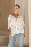 Josienne White Frill Tie Detail Blouse Josienne White Frill Tie Detail Blouse