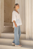 Josienne White Frill Tie Detail Blouse Josienne White Frill Tie Detail Blouse