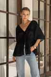 Josienne Black Frill Tie Detail Blouse Josienne Black Frill Tie Detail Blouse