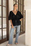 Josienne Black Frill Tie Detail Blouse Josienne Black Frill Tie Detail Blouse