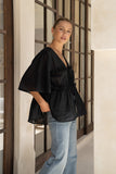 Josienne Black Frill Tie Detail Blouse Josienne Black Frill Tie Detail Blouse