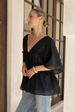 Josienne Black Frill Tie Detail Blouse Josienne Black Frill Tie Detail Blouse
