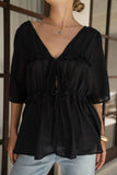 Josienne Black Frill Tie Detail Blouse Josienne Black Frill Tie Detail Blouse