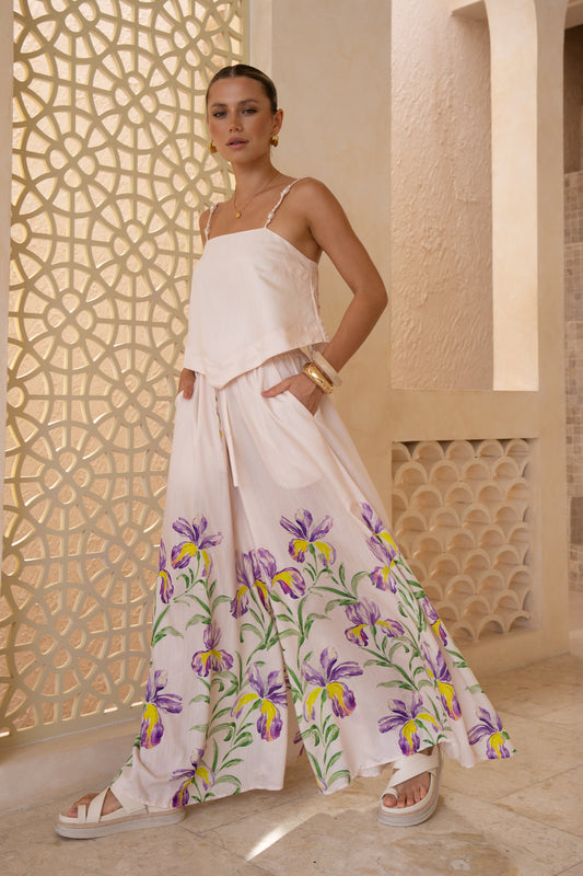 Hannelle Purple Floral Wide Leg Pants