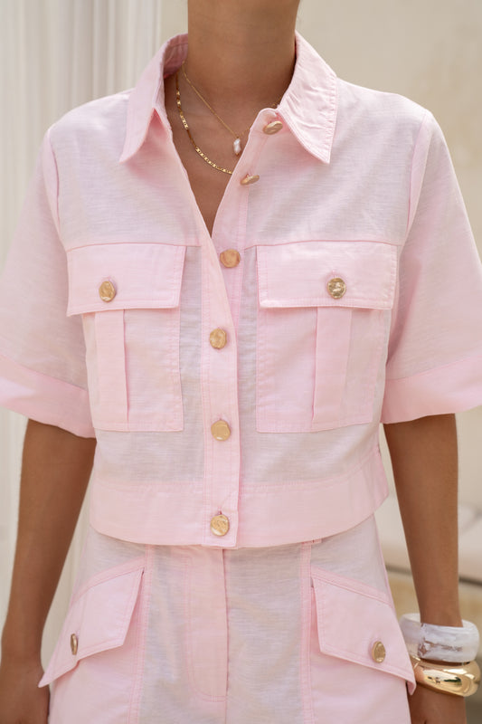 Averie Pink Cropped Shirt
