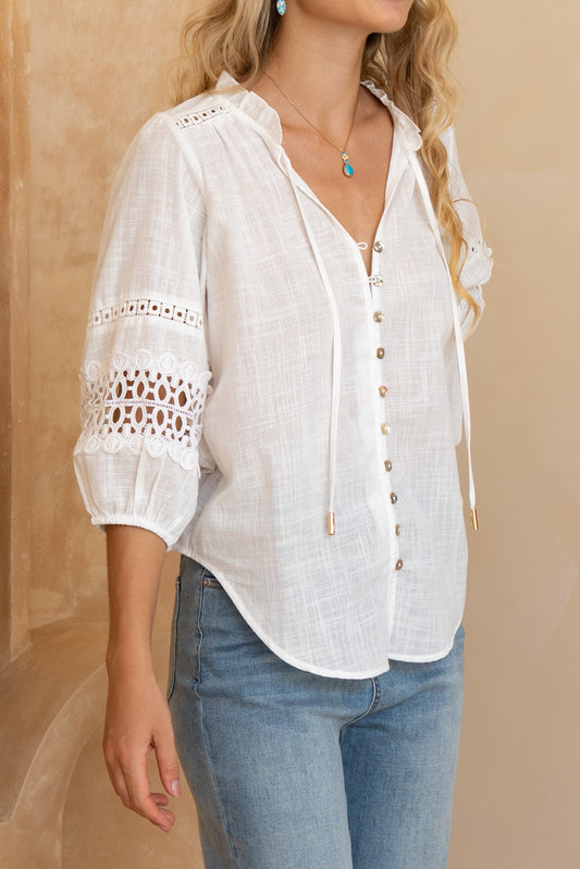 Helina White Lace Blouse