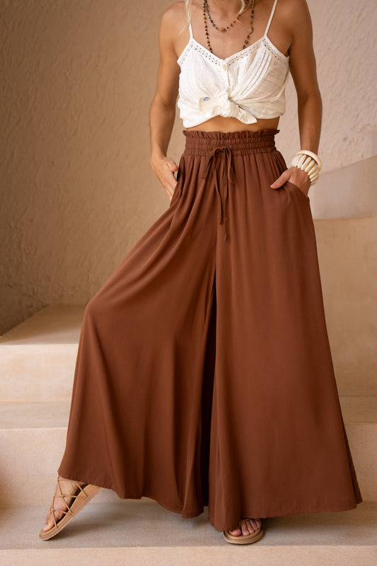 Aya Brown Wide Leg Pants