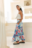 Lulu Blue Tropical Tiered Maxi Skirt Lulu Blue Tropical Tiered Maxi Skirt