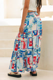 Lulu Blue Tropical Tiered Maxi Skirt Lulu Blue Tropical Tiered Maxi Skirt