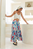 Lulu Blue Tropical Tiered Maxi Skirt Lulu Blue Tropical Tiered Maxi Skirt