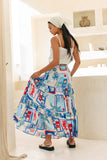 Lulu Blue Tropical Tiered Maxi Skirt Lulu Blue Tropical Tiered Maxi Skirt