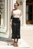 Mollie Black Faux Leather PU Midi Skirt Mollie Black Faux Leather PU Midi Skirt