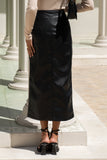 Mollie Black Faux Leather PU Midi Skirt Mollie Black Faux Leather PU Midi Skirt