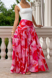 Chrisella Pink Floral Pleated Detail Maxi Skirt Chrisella Pink Floral Pleated Detail Maxi Skirt