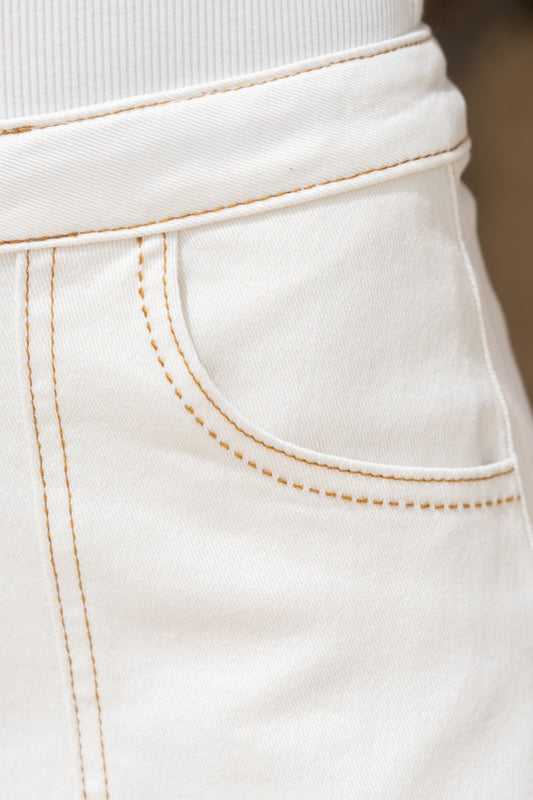 Nomi White A-Line Denim Mini Skirt