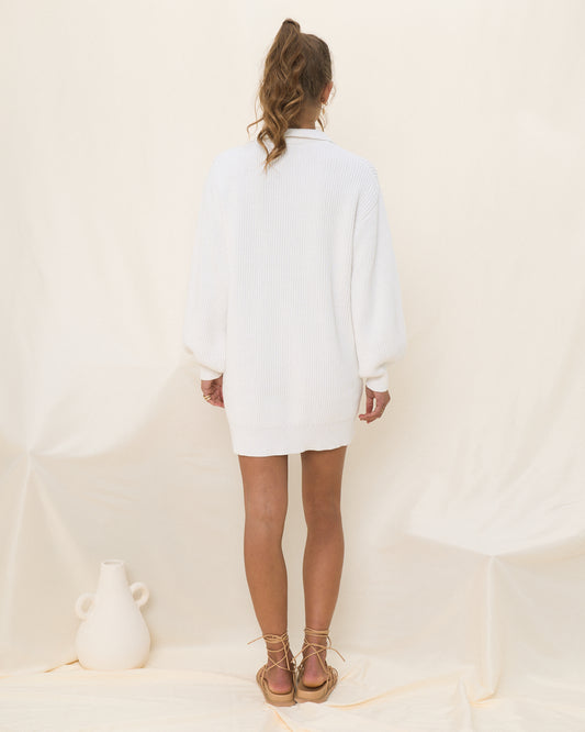 Alix White Knit Mini Dress