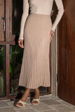 Stasia Camel Beige Pleated Knit Maxi Skirt Stasia Camel Beige Pleated Knit Maxi Skirt