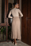 Stasia Camel Beige Pleated Knit Maxi Skirt Stasia Camel Beige Pleated Knit Maxi Skirt