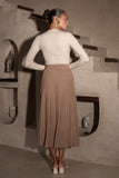 Hana Brown Pleated Knit Midi Skirt Hana Brown Pleated Knit Midi Skirt