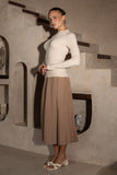 Hana Brown Pleated Knit Midi Skirt Hana Brown Pleated Knit Midi Skirt
