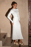 Stasia White Pleated Knit Maxi Skirt Stasia White Pleated Knit Maxi Skirt