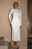 Stasia White Pleated Knit Maxi Skirt Stasia White Pleated Knit Maxi Skirt