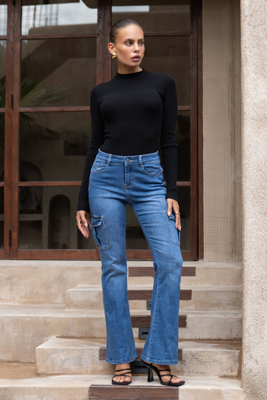 Xyler Blue Denim Cargo Jeans