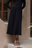 Hana Black Pleated Knit Midi Skirt Hana Black Pleated Knit Midi Skirt