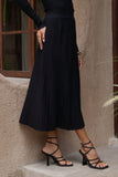 Hana Black Pleated Knit Midi Skirt Hana Black Pleated Knit Midi Skirt