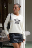 Danica Embroidered Star Cream Knit Sweater Danica Embroidered Star Cream Knit Sweater
