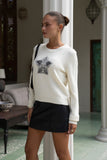Danica Embroidered Star Cream Knit Sweater Danica Embroidered Star Cream Knit Sweater