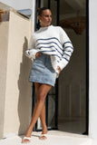 Steffy White Navy Stripe Knit Sweater Steffy White Navy Stripe Knit Sweater