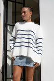 Steffy White Navy Stripe Knit Sweater Steffy White Navy Stripe Knit Sweater