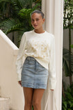 Heather Cream Floral Embroidered Knit Sweater Heather Cream Floral Embroidered Knit Sweater