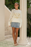 Heather Cream Floral Embroidered Knit Sweater Heather Cream Floral Embroidered Knit Sweater