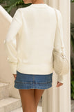 Heather Cream Floral Embroidered Knit Sweater Heather Cream Floral Embroidered Knit Sweater