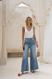 Kristin Blue Denim Wide Straight Leg Cropped Jeans Kristin Blue Denim Wide Straight Leg Cropped Jeans