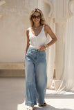 Kristin Blue Denim Wide Straight Leg Cropped Jeans Kristin Blue Denim Wide Straight Leg Cropped Jeans