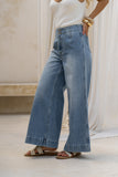 Kristin Blue Denim Wide Straight Leg Cropped Jeans Kristin Blue Denim Wide Straight Leg Cropped Jeans