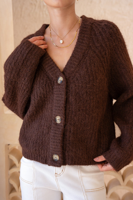 Lottie Brown Knit Cardigan