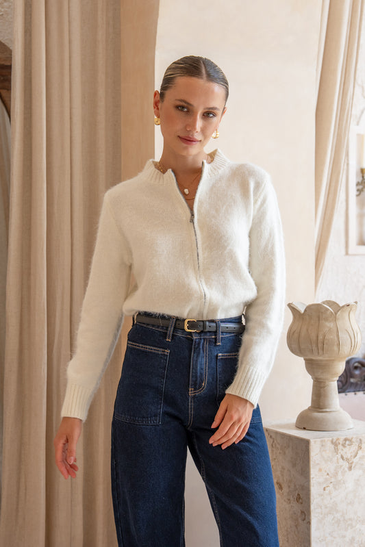 Alma White Knit Cardigan