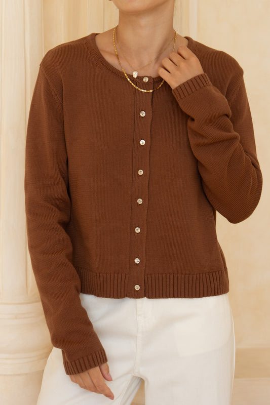 Talia Brown Knit Cardigan