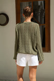 Haisley Khaki Pointelle Knit Sweater Haisley Khaki Pointelle Knit Sweater
