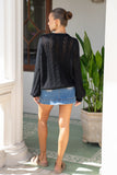 Haisley Black Pointelle Knit Sweater Haisley Black Pointelle Knit Sweater