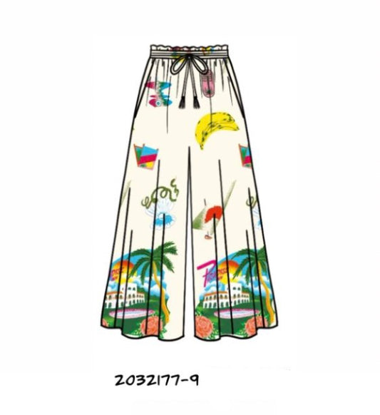 Paradise Multicolour Abstract Wide Leg Pants
