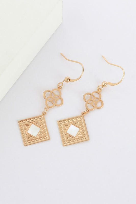 Jasmina Gold Diamond Shape Drop Earrings