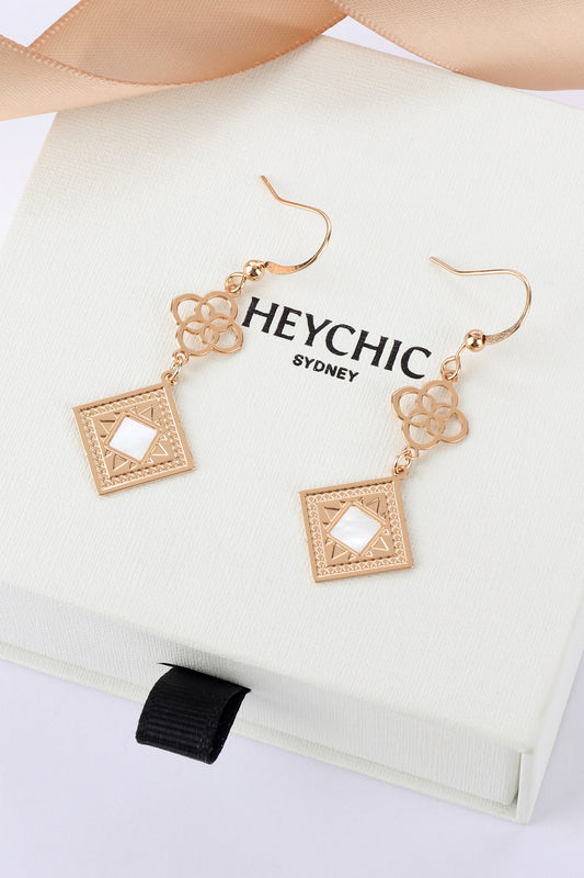 Jasmina Gold Diamond Shape Drop Earrings