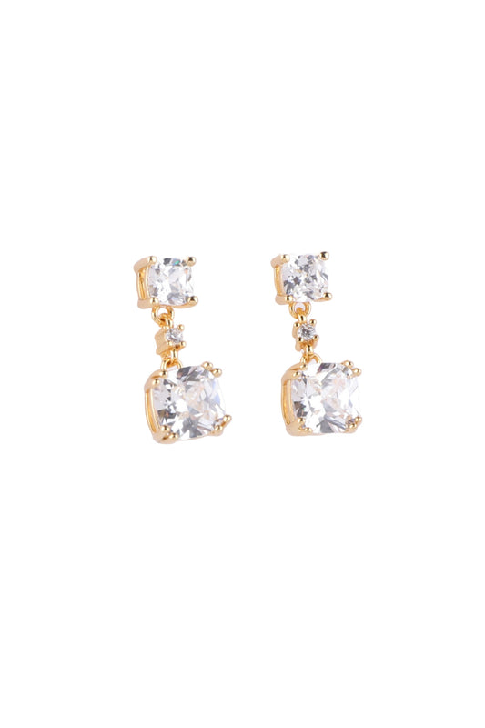 Jolie Zircon Gold Drop Earrings