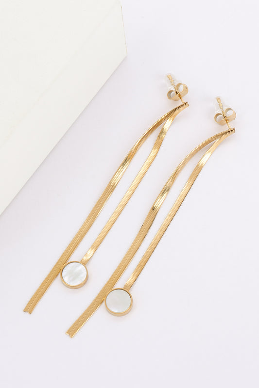 Velour Gold Chain Pearl Drop Earrings